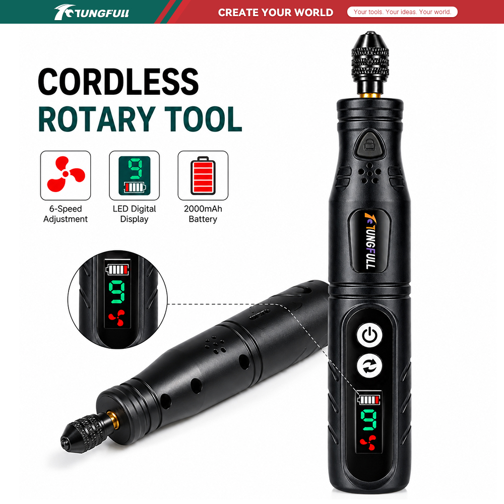 Rotary Tool Kit - TUNGFULL Oplaadbare Rotatietoolset Draagbare Draadloze Mini