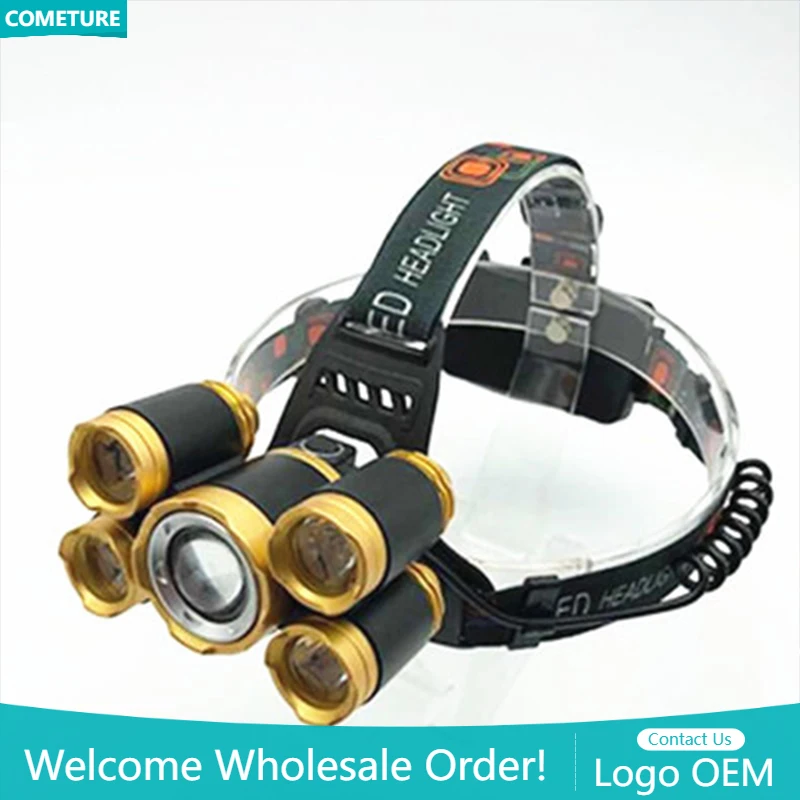 Power Tools Zoom - 5LED T6 Hoofdlamp Zoom Zaklamp Zaklamp