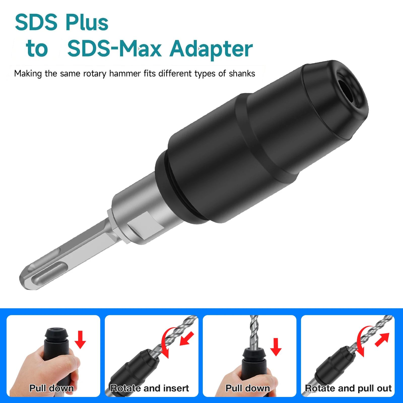 Hammer Drill Sds - SDS-Plus naar SDS-Max-adapter voor boorhamers Koolstofstaal