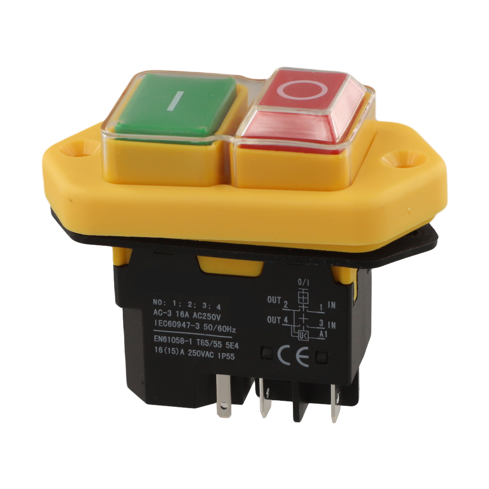 Power Tools Green - KlD-28A 5-pins drukknopschakelaar 250V 16A zelfvergrendelend