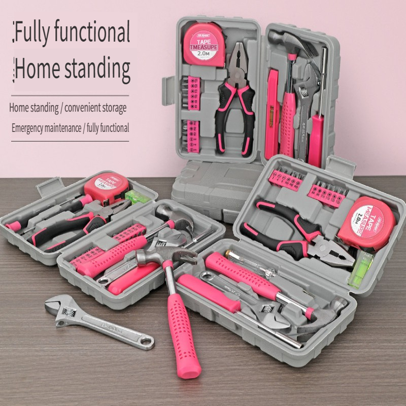 Power Tools Plumbing - 13-delige roze doe-het-zelf gereedschapsset met elektrische