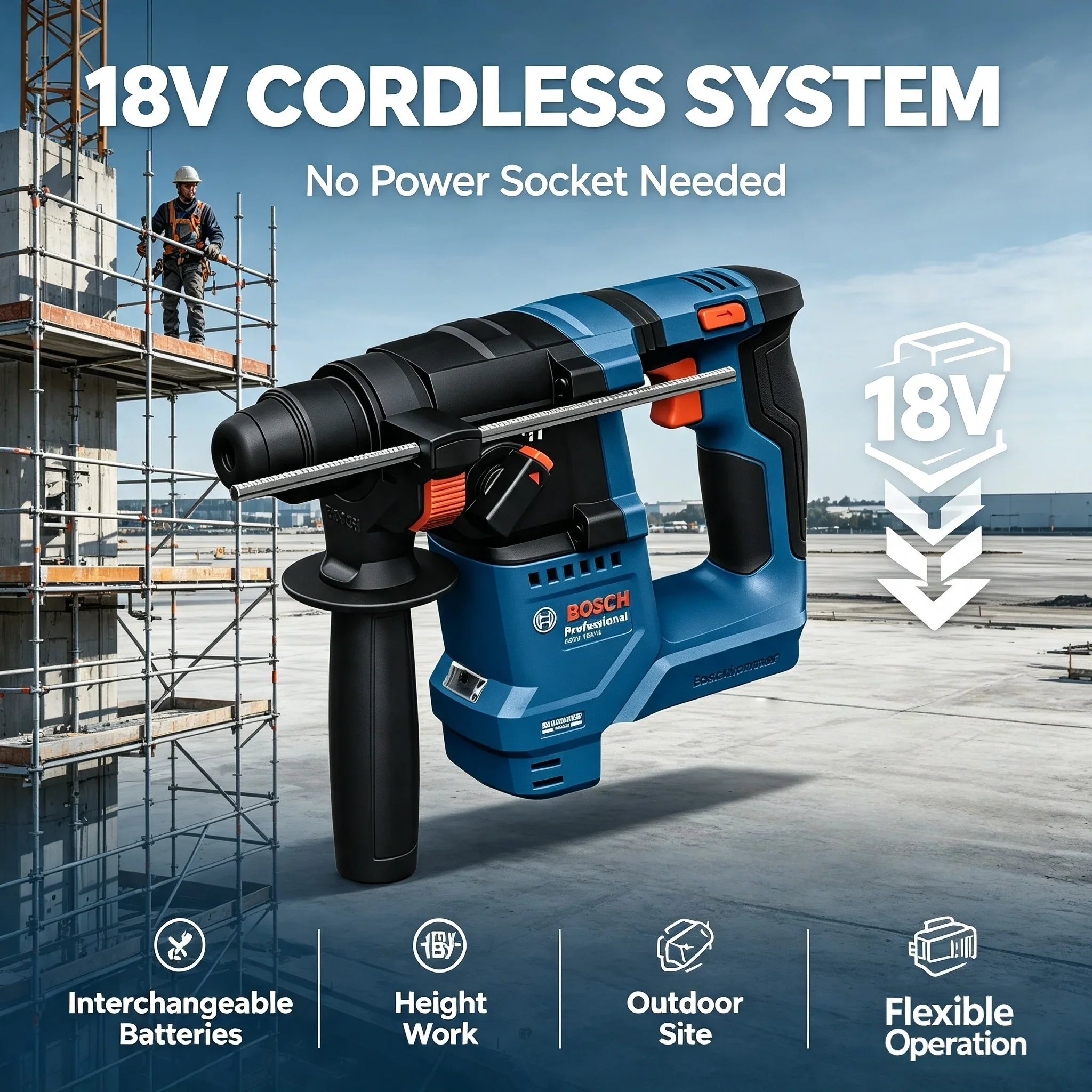 Hammer Drill Sds - Bosch GBH 18V-18, 18V draadloze boorhamer