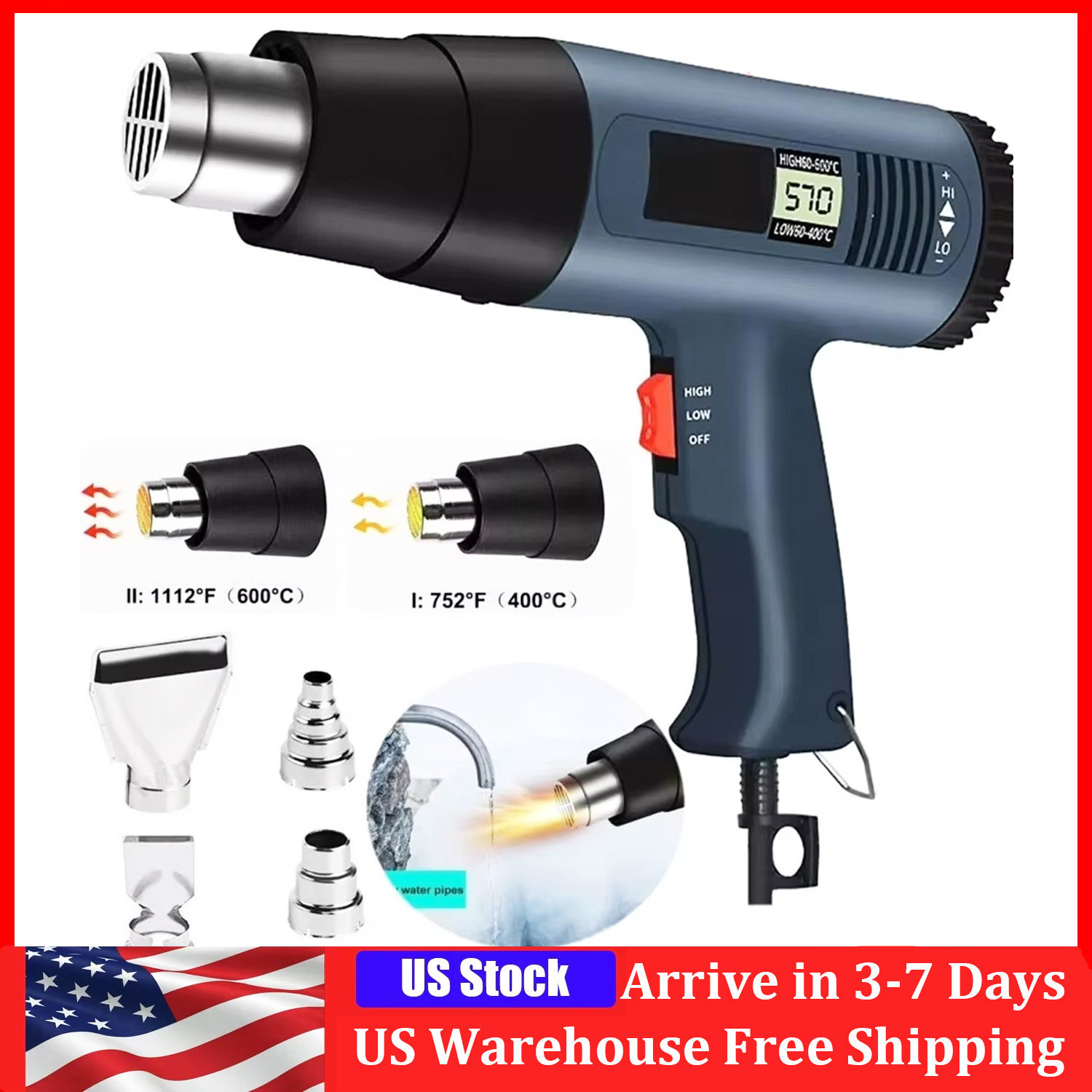 2000W elektrisch heteluchtpist - Heat Gun Variable recensie en prijs