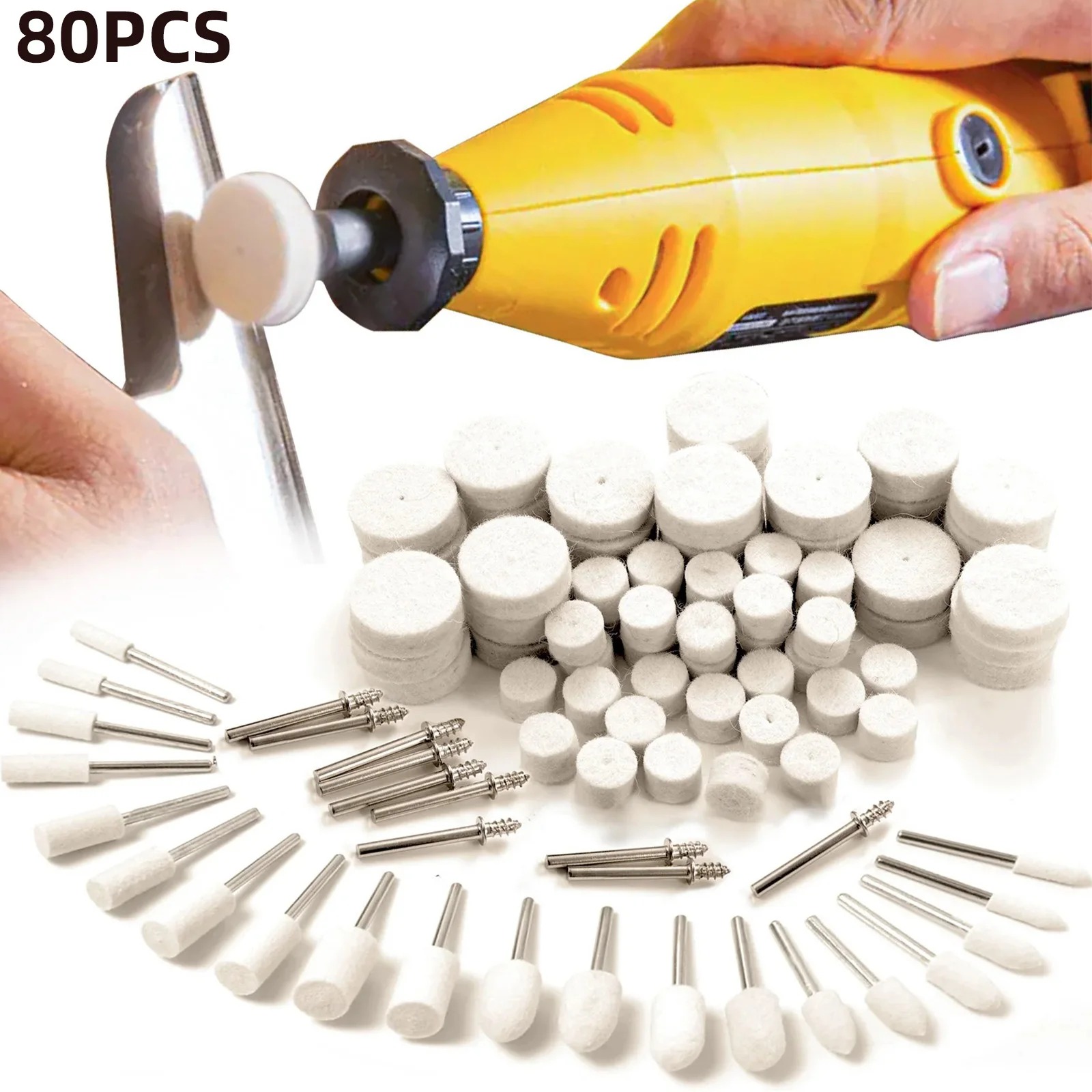 80PCS Wolvilt Polijstwielset,  - Rotary Tool Kit recensie en prijs